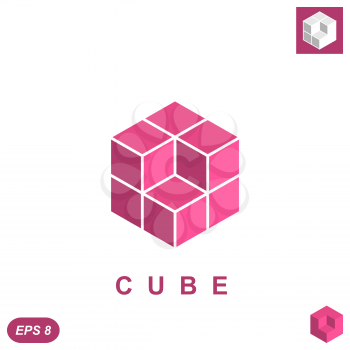Cube isomatric logo concept, 3d illustration, vector, eps 8