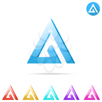 Delta letter logo template with color variations, 2d and 3d illustration, isolated, vector, eps 10
