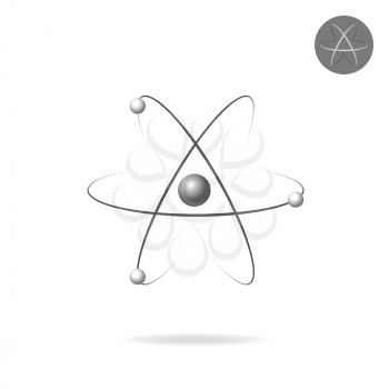 Atomic concept icon, 3d isolated on white vector, non-expanded stroke on plate, eps 8