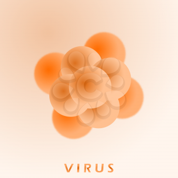 Virus particles on gradient background, 3d illustration with effect of blur in the shallow depth of field, vector, eps 10. Mesh gradient, clipping mask