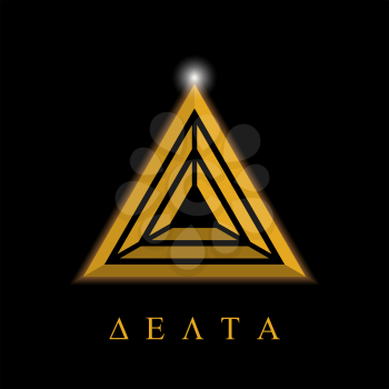 Delta letter logo template, aim concept, 3d illustration on dark background, isolated, vector, eps 10