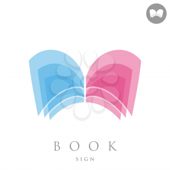 Simple book logo concept sign, 3d vector, eps 10
