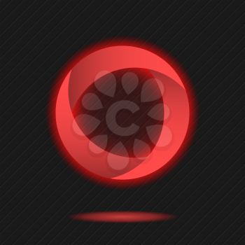 Neon segmented circle icon, o letter logo template, three segments, 3d vector on dark background, eps 10