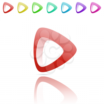 Smooth arrow with reflection, color variations, 3d vector logo on white background, eps 10