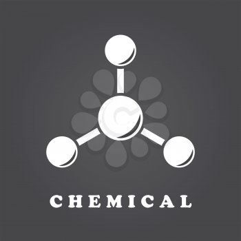 Molecule icon on dark gradient backgound, abstract structure, 2d vector, eps 8