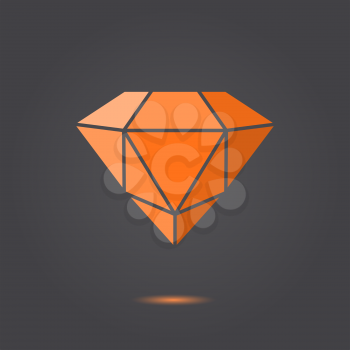 Ruby jewel on dark gradient background, 2d vector, eps 8