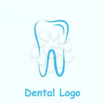 Dental logo template, dent icon on light blue background, 2d vector, eps 8