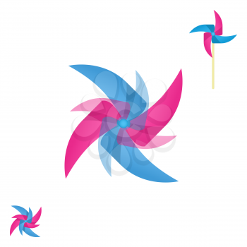 Pinwheel rotating icon, abstract shape logo, 3d vector, eps 10