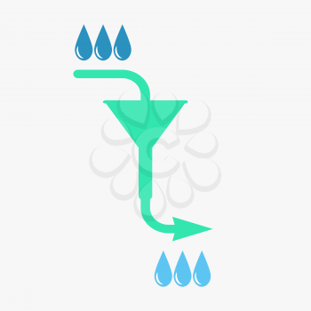 Water filtration concept, 2d vector on gray background, eps 8