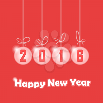 Christmas decorations with 2016 year inscription, happy new year celebration, 3d vector, eps 10