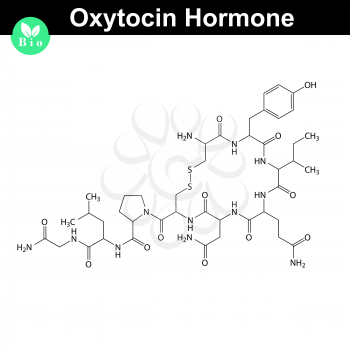 Oxytocin  hormone 2d structure, vector model of molecule, eps 8