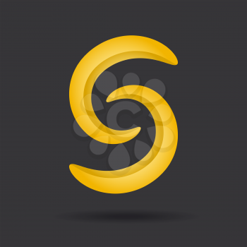 S letter icon, spiral shape, 3d vector on dark background, eps 10