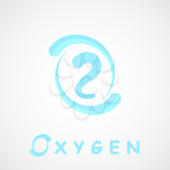 Oxygen logo, o2 shape, o letter, 2d vector on gray background, eps 10
