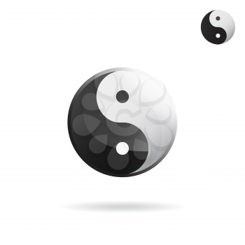 Ying and Yang sign, religious symbol, vector icon on white background, eps 10