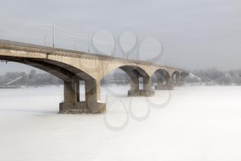 Bridge in Yaroslavl, shot a frosty winter day. Russia