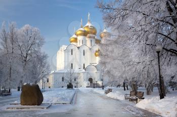 Yaroslavl Cathedral of the Assumption, Russia. Outdoors shot, positive key