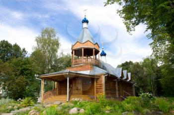 Wooden monastery church, built in the woods. Yaroslavl, Russia
