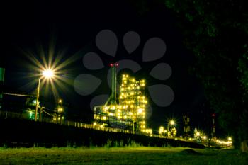 The glow of lights refinery with constant cycle. Russia, Yaroslavl