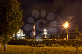 The glow of lights refinery with constant cycle. Russia, Yaroslavl