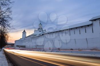 Evening traffic near the monastery, Russia, Yaroslavl, outdoors shot