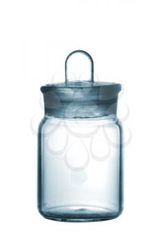 Chemical sample bottle - lab glassware, isolated on white background, studio shot