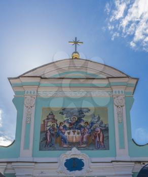holy gates with a religious image of the Apostles. Kostroma, Russia