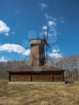 Wooden windmill, outdorrs shot, Kostroma, Russia