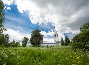 Rural Church of Yaroslavl, Russia. Outdoors shot, positive key