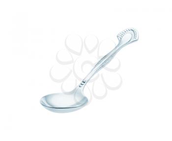 Silver tablespoon isolated on white background, studio shot, high depth of field