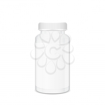 Blank white cylindrical box, pills and tablets container, 3d realistic vector, eps 10