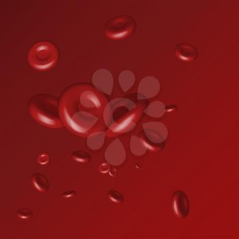 Bloody background, erythrocytes  cells, 3d vector particles, eps 10