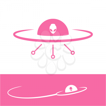 Ufo icon, alien flying saucer, 2d vector sign, eps 8