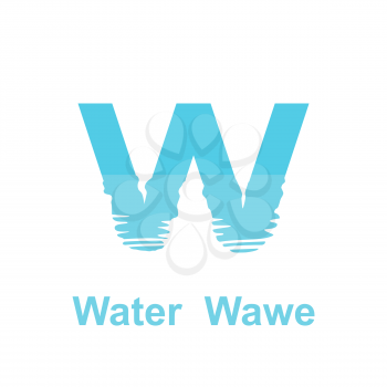 W letter logo, waterfront icon, 2d vector on white background, eps 8