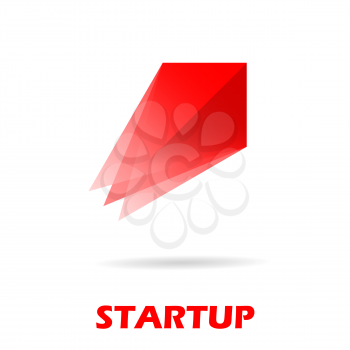 Spaceship flight logo, 2d vector, leadership concept, red color, eps 10
