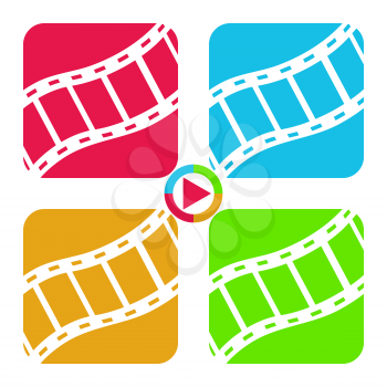Film tape icons, 2d multicolored vector signs, eps 8