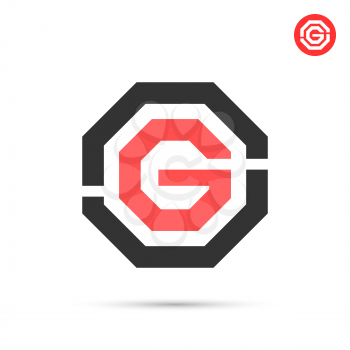 G letter in hexagon figure, 2d flat vector illustration, eps10