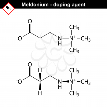 Molecular structure of meldonium drug, cardioprotector substance, forbidden doping agent, 2d structures, vector, eps 8
