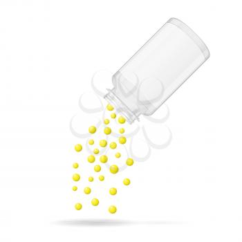 Pillbox with falling vitamine balls, 3d illustration, vector, eps 10