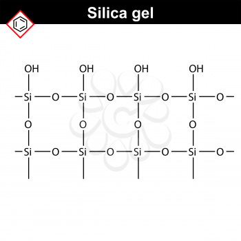 Chemical structure of silica gel compound, 2d vector illustration on white background, eps 8