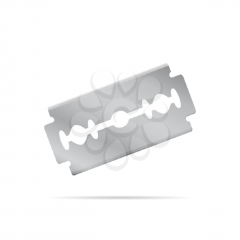 Realistic razor blade, front view at an angle object, 3d vector illustration, isolated on white background, eps 10