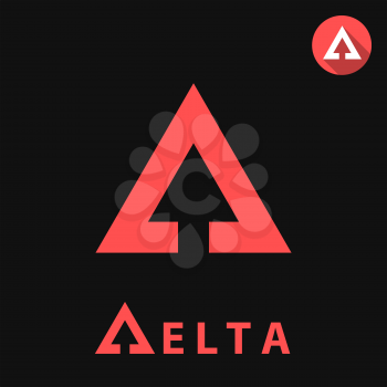 Delta letter icon, 2d vector logo illustration on black background, eps 8