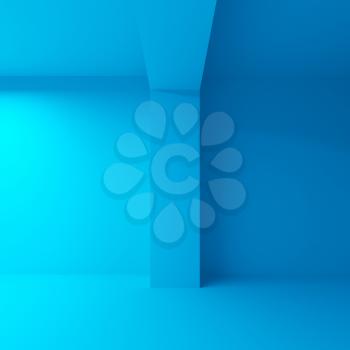 Abstract architecture background. Empty blue 3d interior