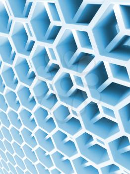 Abstract blue double honeycomb structure. 3d illustration, background texture