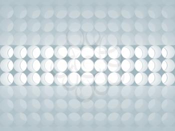 Blue abstract 3d background with round decoration lights pattern on the wall