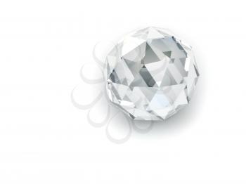 Shining spherical crystal on the white background