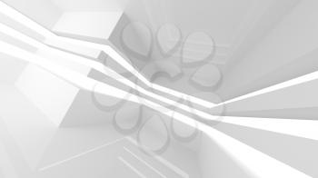 Abstract white empty room interior with glowing lines. 3d render illustration