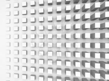Abstract digital background with relief cubes pattern on white wall, 3d illustration