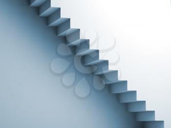 Light blue stairway on the wall, 3d interior background, digital graphic illustration