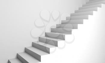 Abstract architecture background, white 3d stairs on the wall