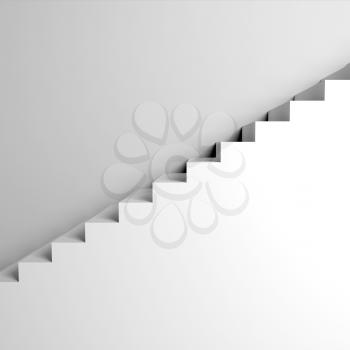 White stairs on the wall, abstract architecture, 3d interior background, digital graphic illustration